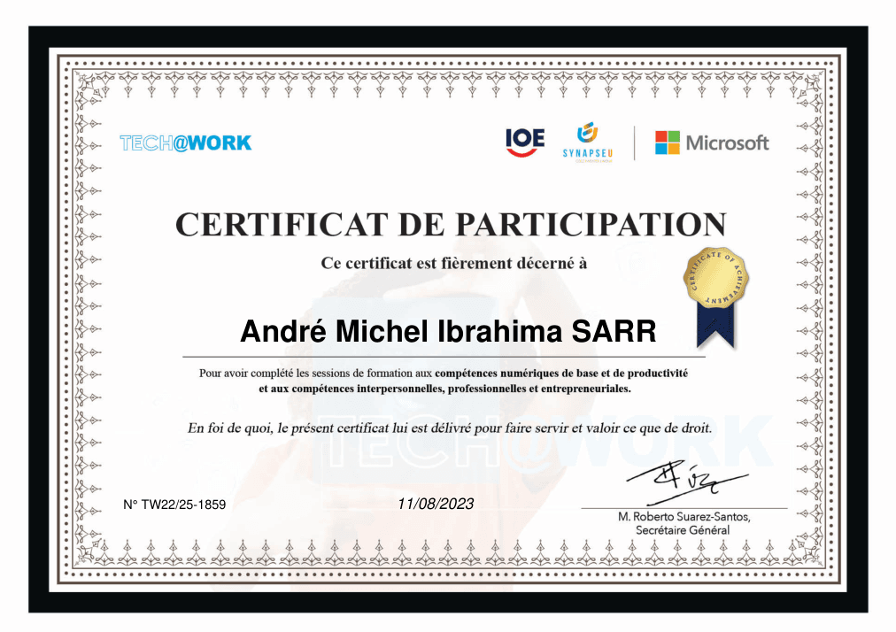 Certification Microsoft Tech@Work
